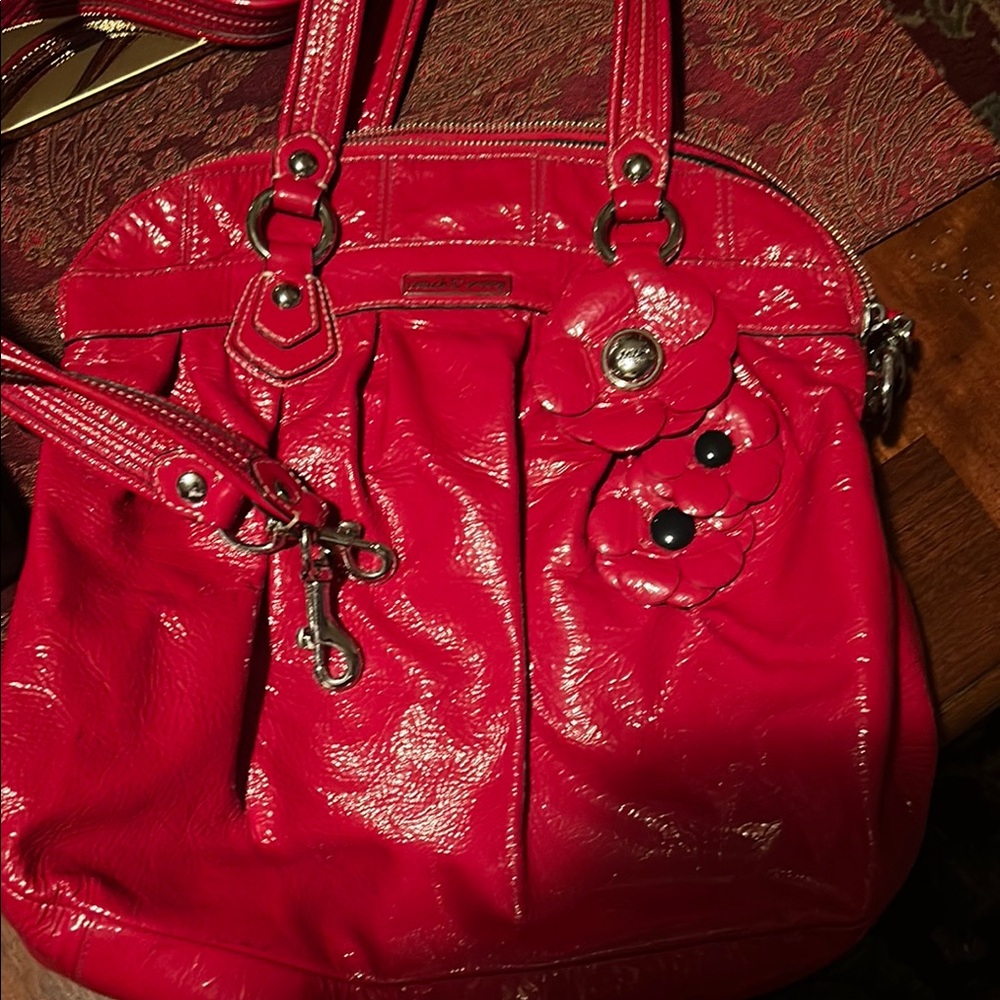 Coach Rare 2012 Set of Poppy Red Patent Leather Satchel & Wristlet Both in EUC - Picture 3 of 16